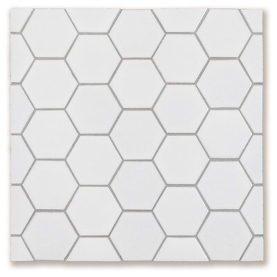 White Hexagon Floor Tile Grey Grout